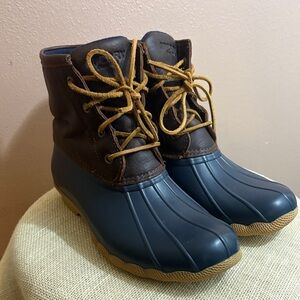 Sperry Blue and Brown Duck Boots